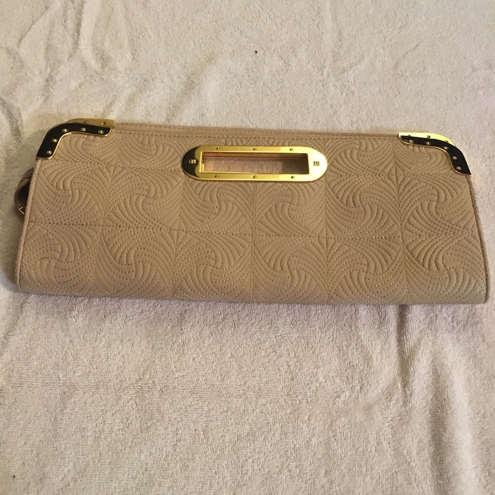 BCBG MaxAzaria Cream and Gold Clutch